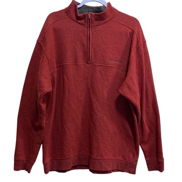 Columbia Red Fleece Pullover Sweatshirt Men’s XL Quarter Zip Cozy Outdoor Layer - Picture 1 of 13